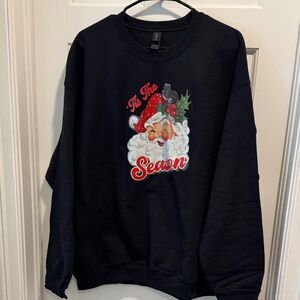 Gildan Black Holiday Crewneck with Vintage Santa Graphic